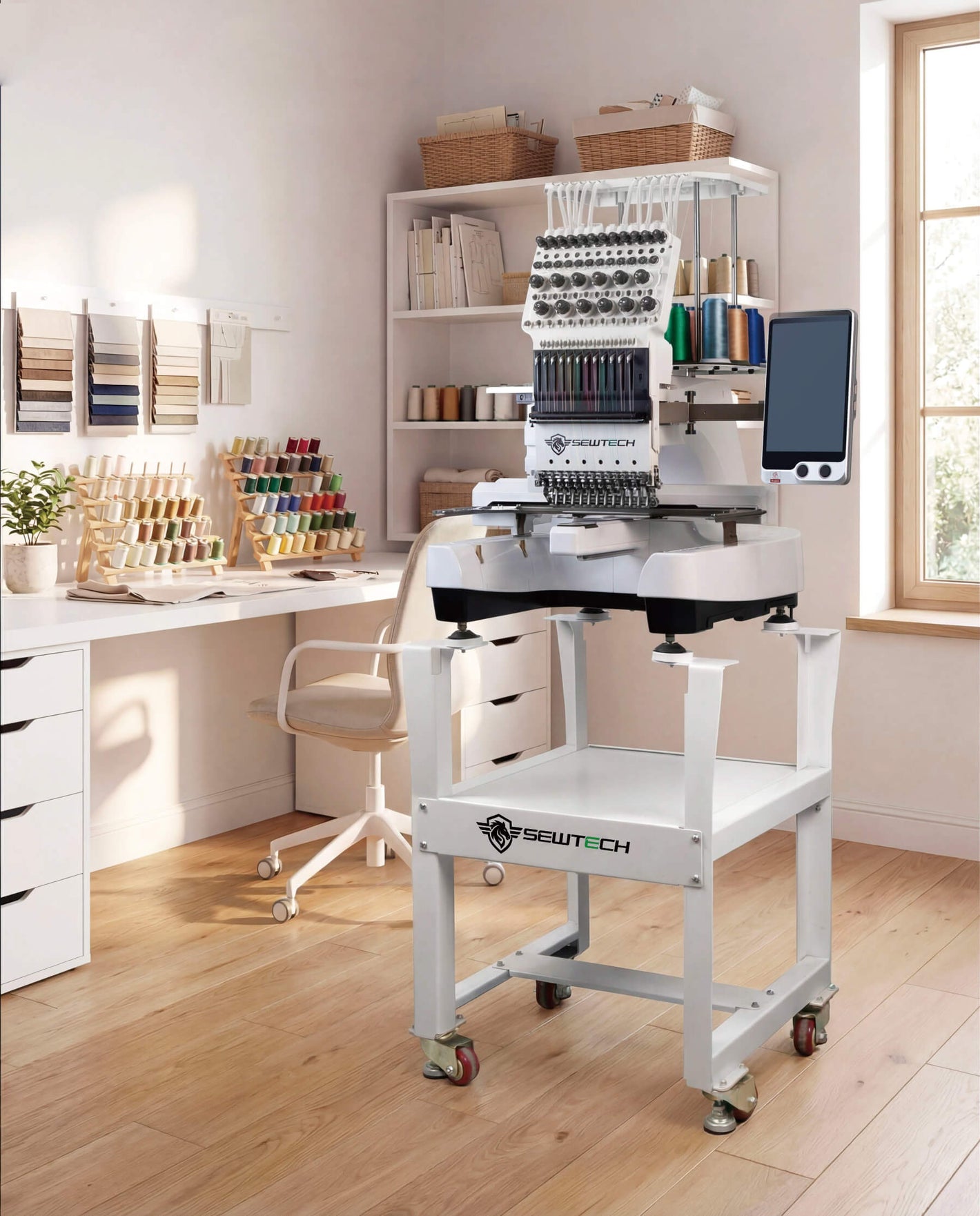 SEWTECH ST-1201 Commercial Embroidery Machine, 12 Needles, 360x200mm(14.2×7.9 in)