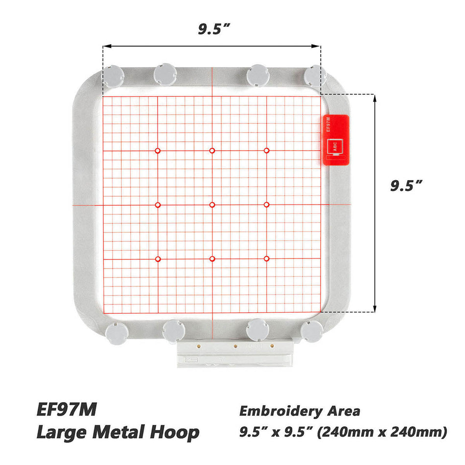 Magnetic Hoop for Brother/Babylock Embroidery Machine, Babylock Destiny (BLDY), Metal Magnet Embroidery Machine Sash Frame (9.5x9.5"-EF97M)