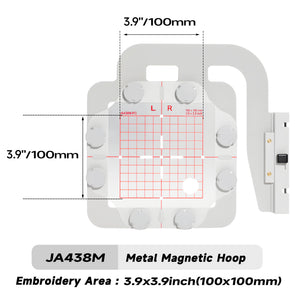 Sew Tech Magnetic Embroidery Hoop for Janome MC400E MC450E MC500E MC550E | JA438M - 3.9" x 3.9" (100x100mm) with Round Magnets