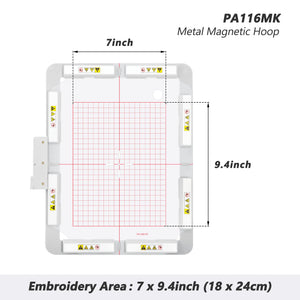 Magnetic Hoop (Long-bar Magnets) for Pfaff Creative Sensation Vision | Metal Magnet Embroidery Machine Sash Frame | 7x9.4"