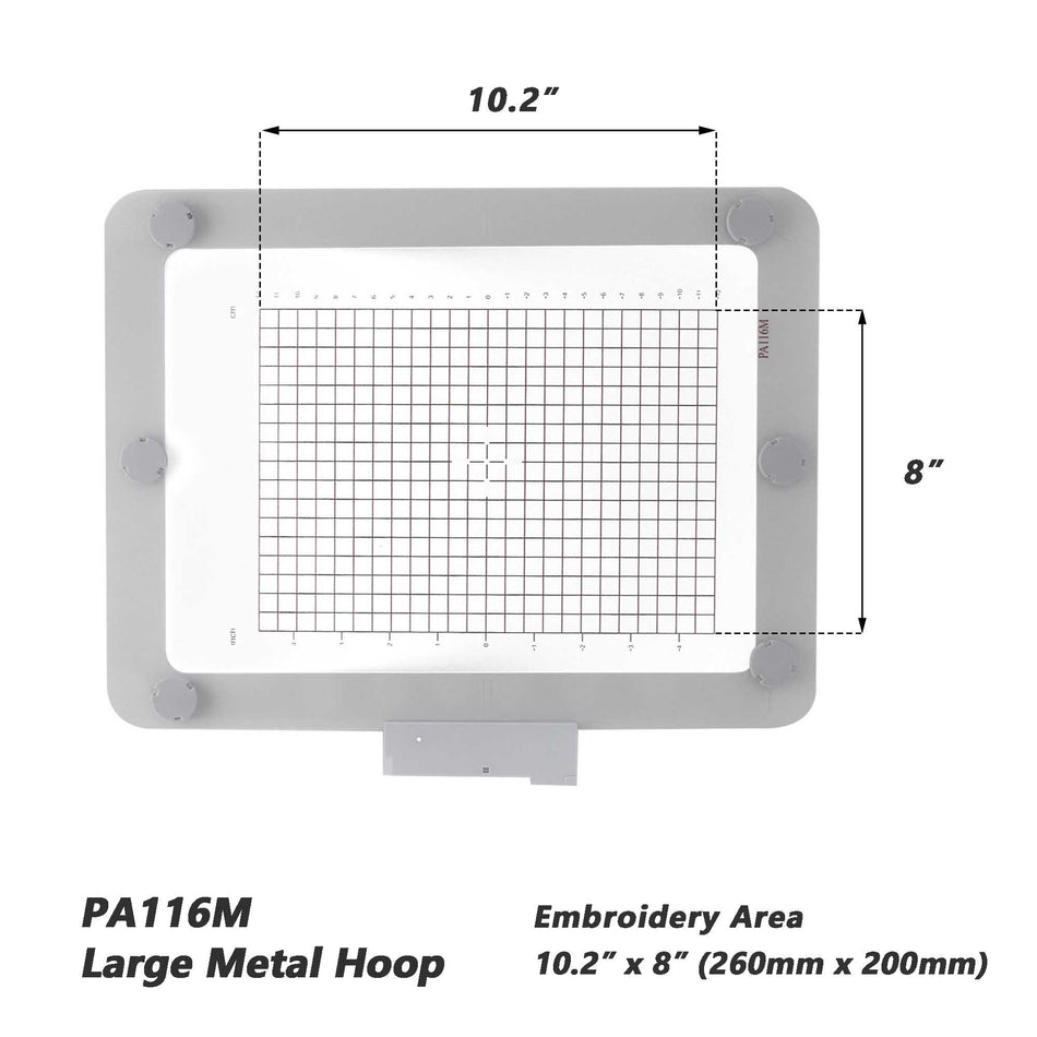 Magnetic Hoop for Husqvarna Viking Designer Diamond Deluxe Royale Ruby Topaz Epic Pfaff Creative Sensation Vision, Metal Magnet Embroidery Machine Sash Frame (10.2x8"-PA116M)