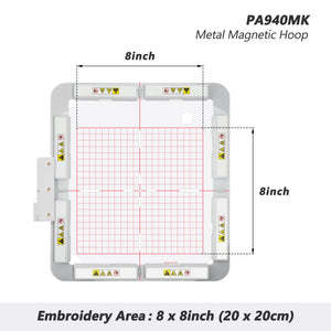 Magnetic Hoop for Husqvarna Viking | Metal Magnet Embroidery Machine Sash Frame | 8x8"