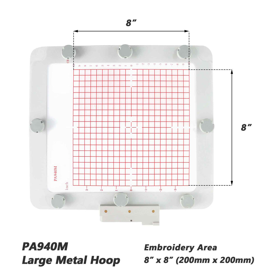 Magnetic Hoop for Husqvarna Viking Designer Diamond Deluxe Royale, Ruby Deluxe, Topaz 50 30 20, Pfaff Creative Sensation Pro, Metal Magnet Embroidery Machine Sash Frame (8x8"-PA940M)