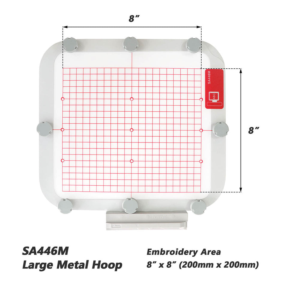 Magnetic Hoop for Brother Quattro 6000D 6700D Innovis NV6700D 6750D VQ2400 XE1 XJ1 and Babylock Solaris Destiny Ellisimor, Metal Magnet Embroidery Machine Sash Frame (8x8"-SA446M)