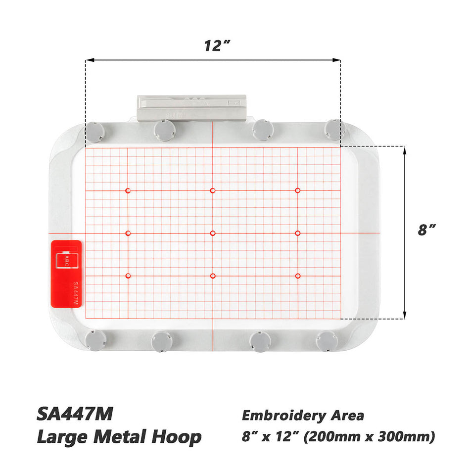 Magnetic Hoop for Brother Innovis Quattro 6000D 6700D 6750D BP2100 VE2200 Dream Maker VM6200D and Babylock Solaris Destiny Ellisimo, Metal Magnet Embroidery Machine Sash Frame (8x12"-SA447M)