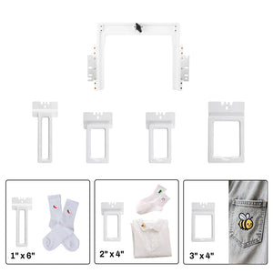 SEWTECH 4-in-1 Magnetic Hoop Set for Smartstitch S1001 S1201 S1501 – Small Logo Pocket & Sock Embroidery Frames