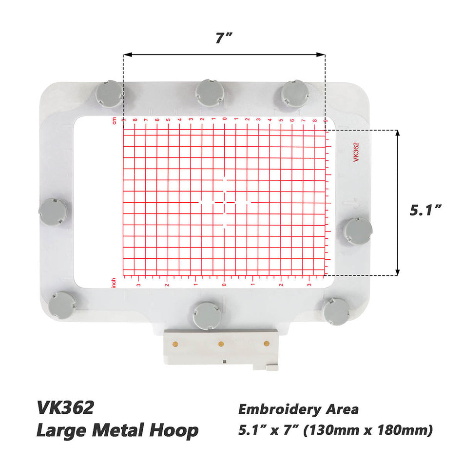 Magnetic Hoop for Husqvarna Viking Designer Diamond Deluxe Ruby Royale Topaz Pfaff Creative Sensation Vision, Metal Magnet Embroidery Machine Sash Frame (5.1x7"-VK362)