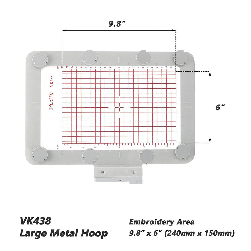 Magnetic Hoop for Husqvarna Viking Designer Diamond Deluxe Ruby Royale Topaz Pfaff Creative Sensation Vision, Metal Magnet Embroidery Machine Sash Frame (9.4x5.9"-VK438)