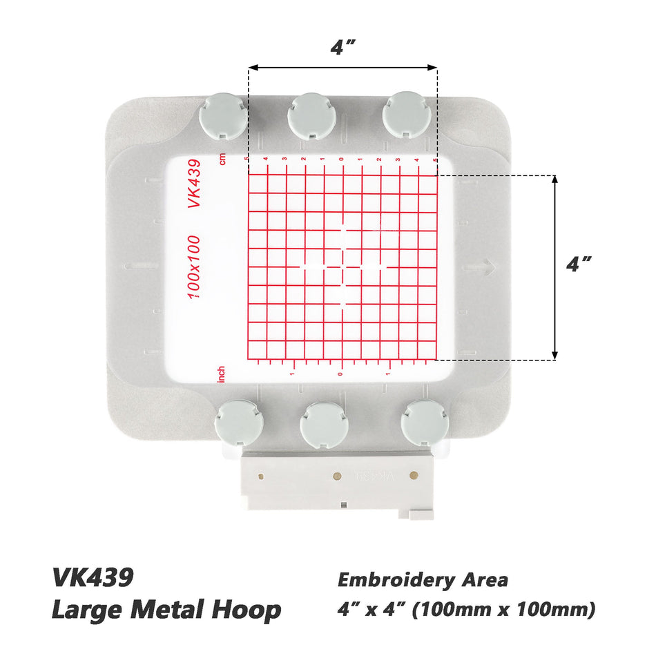 Magnetic Hoop for Husqvarna Viking Designer Diamond  Deluxe Ruby Royale Topaz JADE Pfaff Creative Sensation Vision Ambition, Metal Magnet Embroidery Machine Sash Frame (4x4"-VK439)