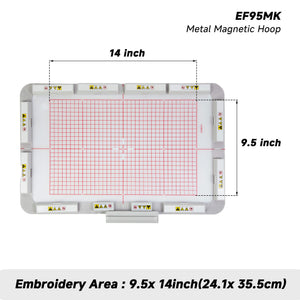 Large 9.5 x 14 inch Magnetic Embroidery Hoop (Long-bar Magnets) for Brother CX1E XE1/XE2 XJ1/XJ2 etc Embroidery Machine