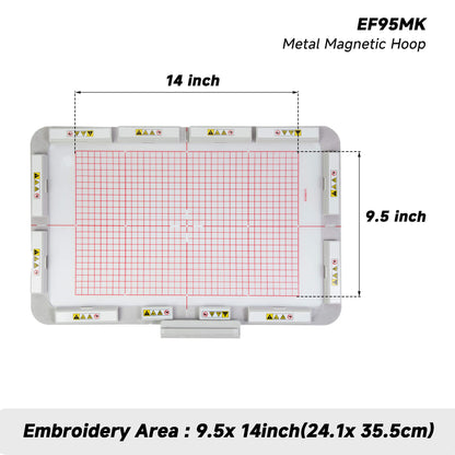 Large 9.5 x 14 inch Magnetic Embroidery Hoop (Long-bar Magnets) for Brother CX1E XE1/XE2 XJ1/XJ2 etc Embroidery Machine